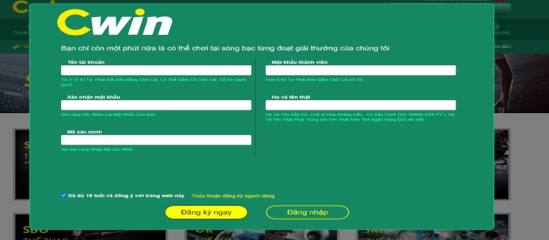 Chia sẻ cách đăng ký tài khoản cá cược Cwin