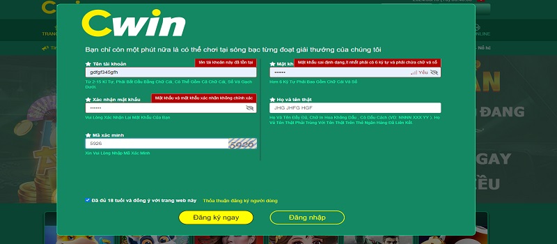 Điều kiện để thực hiện việc đăng ký Cwin thành công