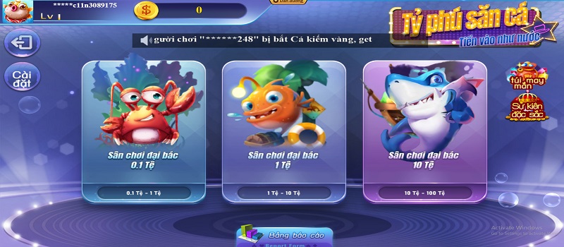 Giao diện chơi game bắn cá cuốn hút