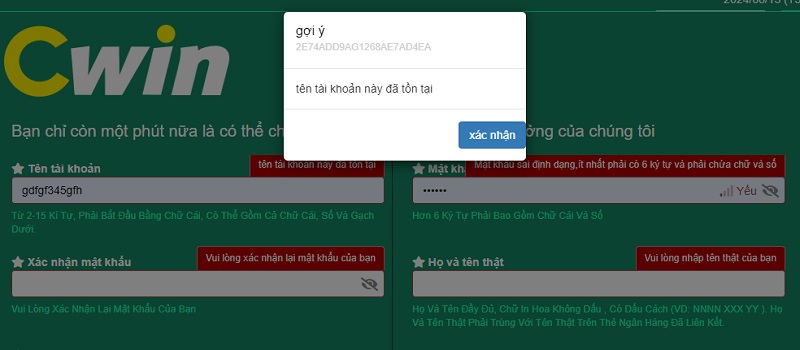 Tại sao đăng ký tài khoản tại nhà cái Cwin bị báo lỗi?